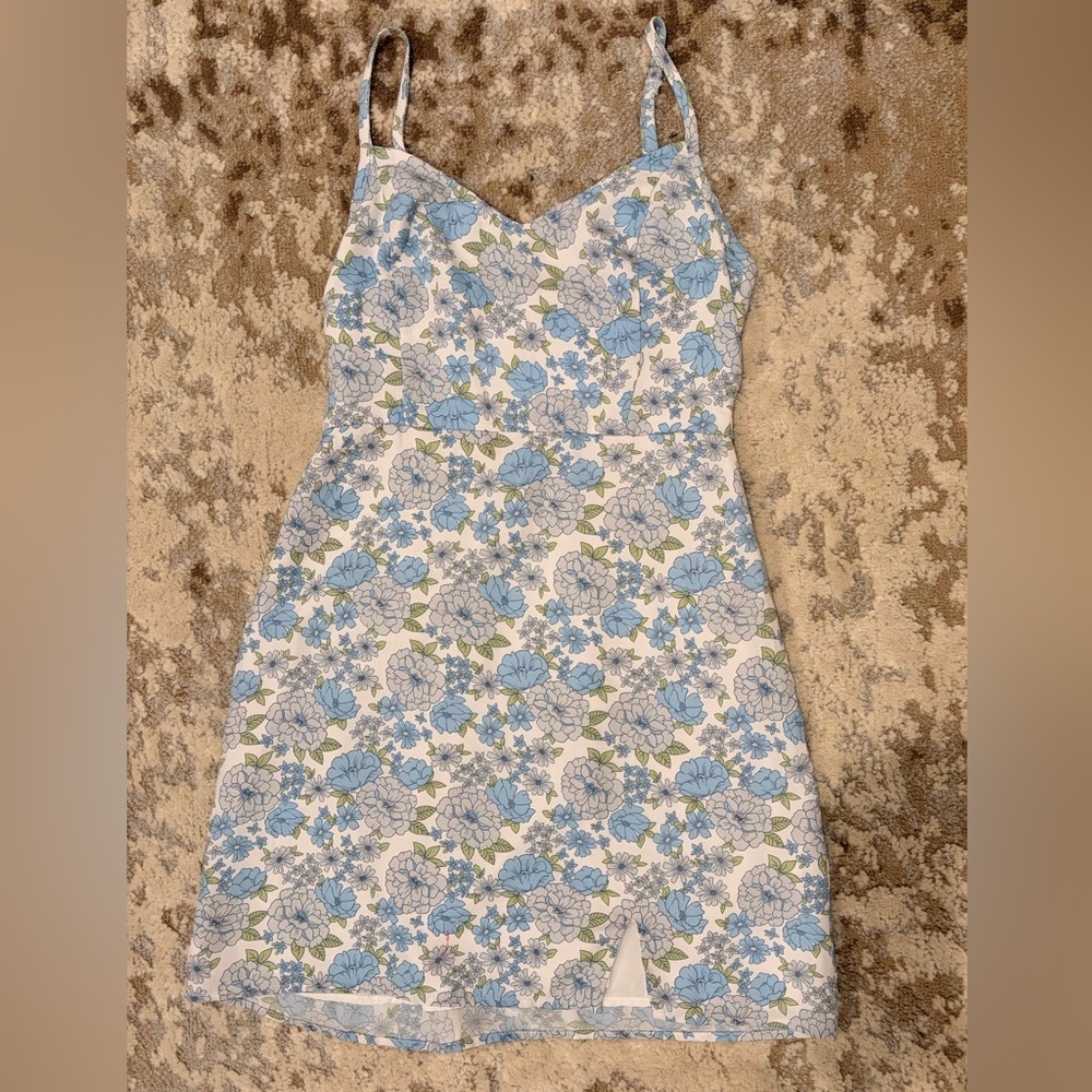 Hollister Blue and White Floral Mini Dress